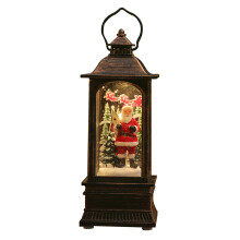Christmas Light-Up Snow Globe Lantern, Santa with Little Girl