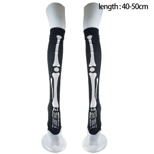 Skeleton Over The Knees Polyester Socks Halloween Skeleton Par 1