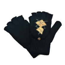 Autumn and winter wool gloves men and women snowflake flip dual-use warm half finger gloves deer knitted finger gloves