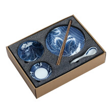 1 Set Ceramic Bowls, Japanese Style Rice Bowls, Thickening Blue and white porcelain bowls, Cereal Bowls Compatible with Kitchen, Suitable Co