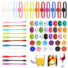 60 Pcs Glass Markers, Silicone Glass Marker Glass Marker Drinking Glasses Colorful Wine Glass Marker Reusable Wine Glass Marker Wine Marker