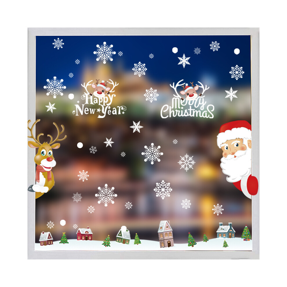 Cute Santa Claus Christmas Self-Adhesive Window Decoration Christmas Decoration Stars Christmas Reindeer Sticker Snowflakes Sticker Winter D 3564946406373
