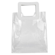 Gift Bag Sturdy Bottom Handbag Transparent Bags Compatible with Birthday Christmas Gift Packaging (L)