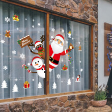 218 Pieces Christmas Window Stickers, Christmas Decoration Window Stickers DIY Removable PVC Reusable Window Sticker Compatible with Interio