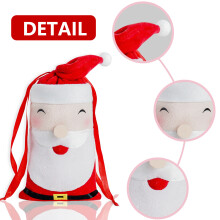 4 pcs Christmas Drawstring Bags Xmas Goody Gift Bags Candy Bags Small Christmas Treat Bags Reusable Gift Wrapping Bags Holiday Party Favors