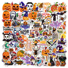 100PCS Halloween Pumpkin Theme Stickers, Vinyl Waterproof Holiday Party Stickers, Compatible with Water Bottle, Laptop, Skateboard, Luggage,