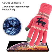 Christmas Gloves Winter Knitted Warm Glove Compatible with Women&Girls