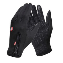 Autumn and winter cycling men and women windproof warm touch screen gloves outdoor zipper gloves