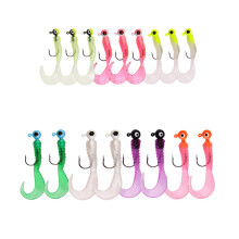 Swim Bait Set zum Angeln auf Barsch und Forelle, Hot Grubs Twister Tails mit realistischen Silikonködern, tragbares, leichtes Set für Süßwas