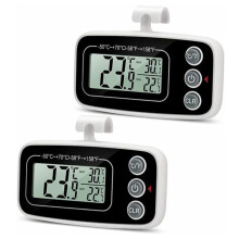 Digitales Kühlschrankthermometer, Temperatur -50 C bis 70 C, mit Haken, kompatibel mit Kühl- und Gefrierschränken, gut lesbares LCD-Disp