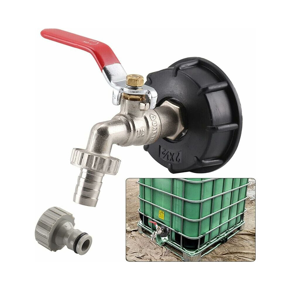 Ibc Drain Tank Adapter Compatible With Brass Garden Tap With Hose Connection, 1000 Liter Tank Connection 12.7Mm 3564946439197