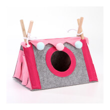 Felt Cloth Material Hideaway Compatible with Small Pets, Festive Design Theme Crystal Ultra-Soft Velvet Circular Window Design ComCompatible