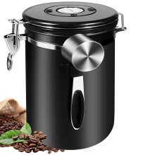 Kaffeedose, luftdichter Edelstahl-Küchenbehälter mit Datumsanzeige und Messlöffel, geeignet für Bohnen, Kaffeepulver, Tee, Mehl, Müsli, Zuck