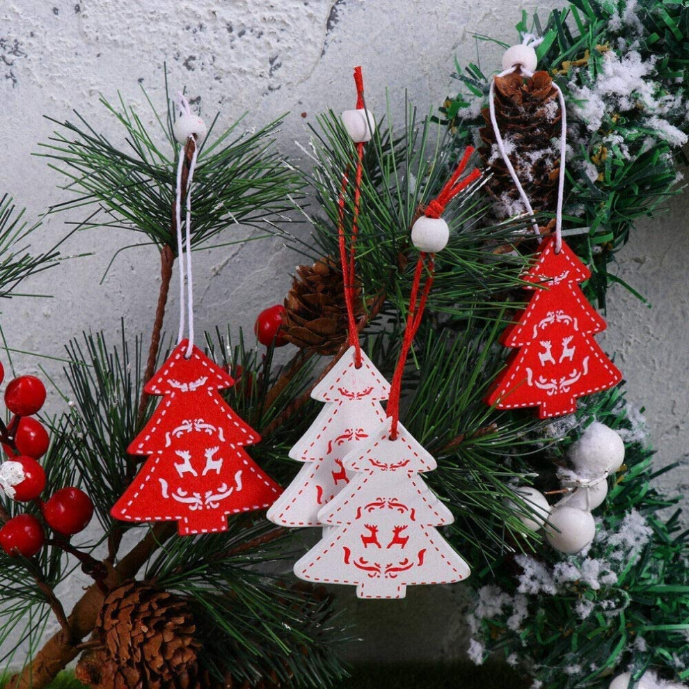Wooden Christmas Farmhouse Rustic Ornaments, Wooden Hanging Ornaments Set Compatible With Christmas Tree Decorations 3564946426135