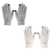 2 pairs of women's Winter touch screen gloves Warm wool lined knitted gloves Elastic cuffs Winter knitted gloves