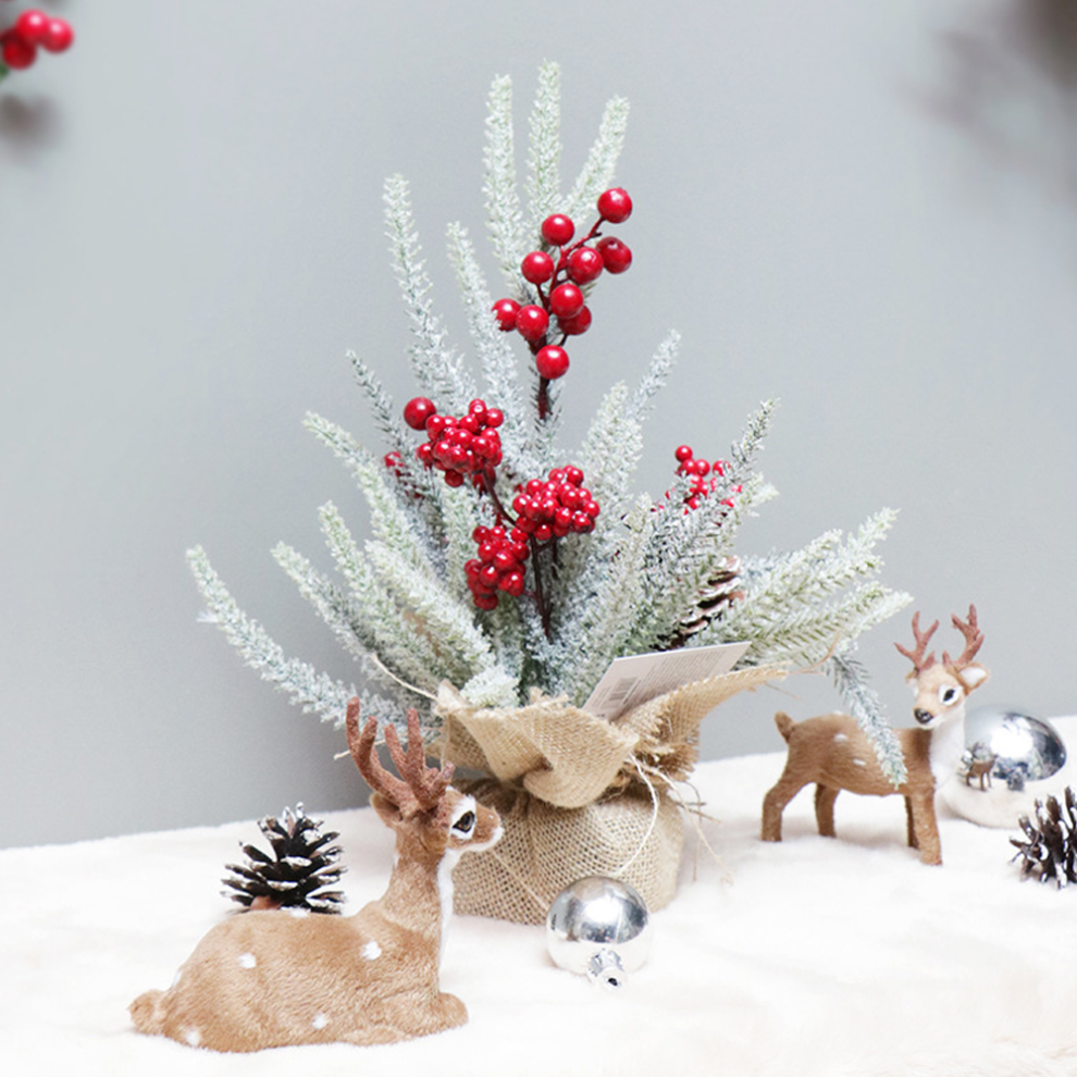 Tabletop Artificial Pine Branches & Pinecones Holiday Decoration Mini Christmas Tree Potted Plants 3564946425190