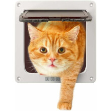 Pet Door, Weatherproof Cat Flap with 4-Way Locking Mechanism, Easy Installation & Magnetic Closure, Ideal Compatible with Small Cats & Dogs,