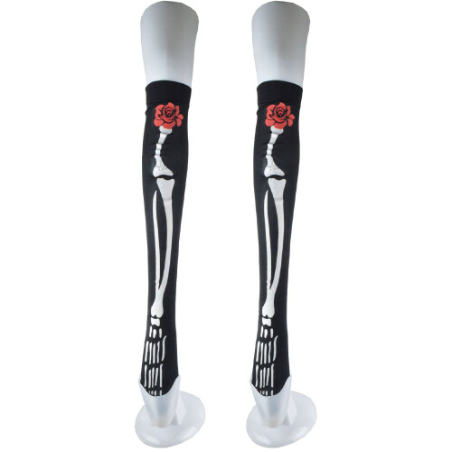 Skeleton Over The Knees Polyester Socks Halloween Skeleton Par