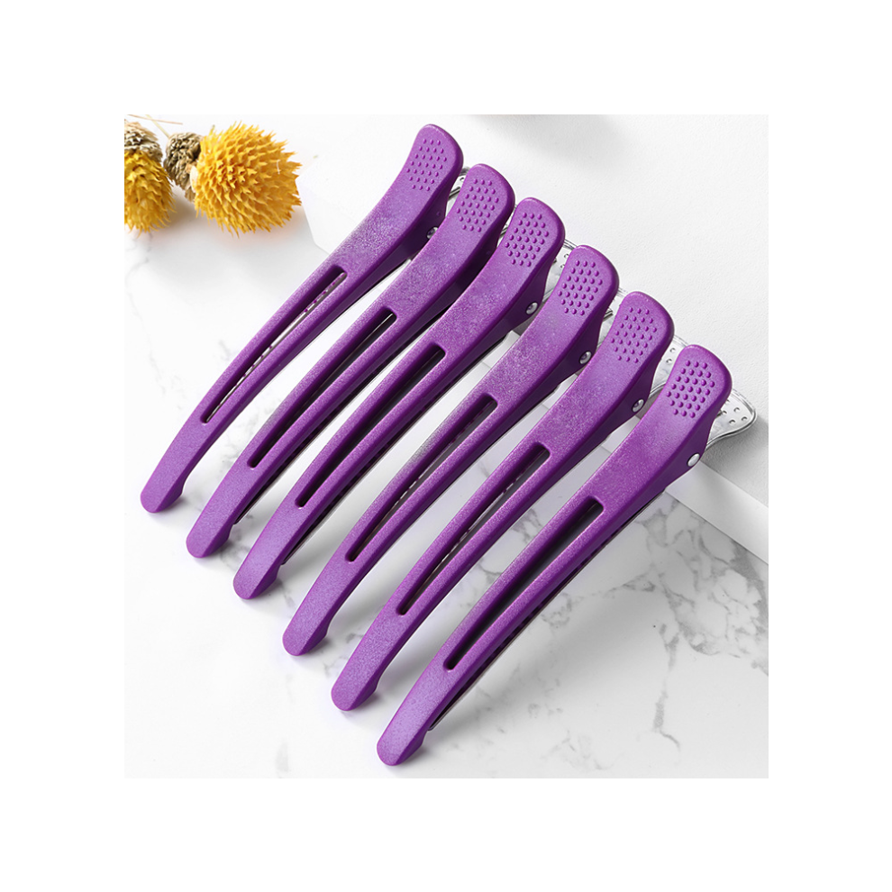 6Pcs Professional Hair Clips Compatible With Styling Sectioning, Non Slip No-Trace Duck Billed Hair Clips With Silicone Band, Salon And Home 3564946429266