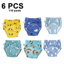 6 Pack Unisex Cotton Reusable Potty Training Underwear Breathable Toddler Boys and Girls Pee Training Underpants Waterproof Training Pants