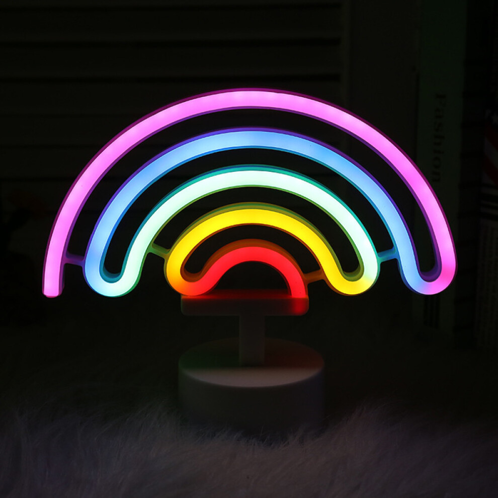Indoor Night Light, Decorative Sign Led Light With Unique Design Compatible With Children's Decor, Rainbow Shape Battery Operated Neon, Perf 3564946428962