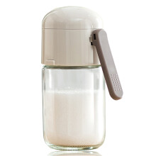 Élégants récipients à condiments, boîtes de rangement en verre avec système de piston pour la cuisine, plateau en bois au design élégant pou
