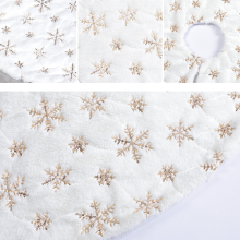 Christmas White Tree Skirt Xmas Tree Skirt Compatible with Holiday Tree Home Decorations，with Sequin Snowflakes
