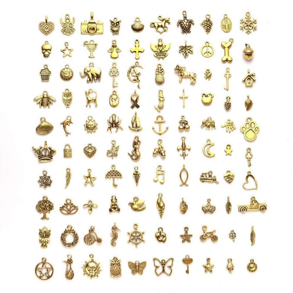 Mixed Charms, Exquisite Design Alloy Material Assorted Pendants Compatible With Diy Jewelry Making, Unique Appearance Design Tibetan St Gold 3564946429938