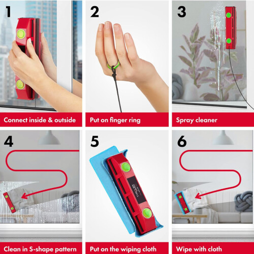 Double Sided Cleaning Brush, Triangular Design Compatible with Efficient Interior And Exterior Window Cleanliness, Magnetic Window Cleaner W 2