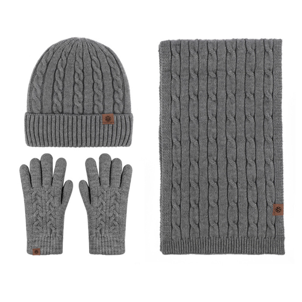 Winter Knit Hat Beanie Long Scarf Touchscreen Gloves Set Skull Cap Neck Warmer Gloves 3564946426869
