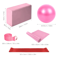 5 Piece Yoga Set Includes Yoga Ball + Yoga Block + Elastic Band + Stretch Band + Resistance Ring