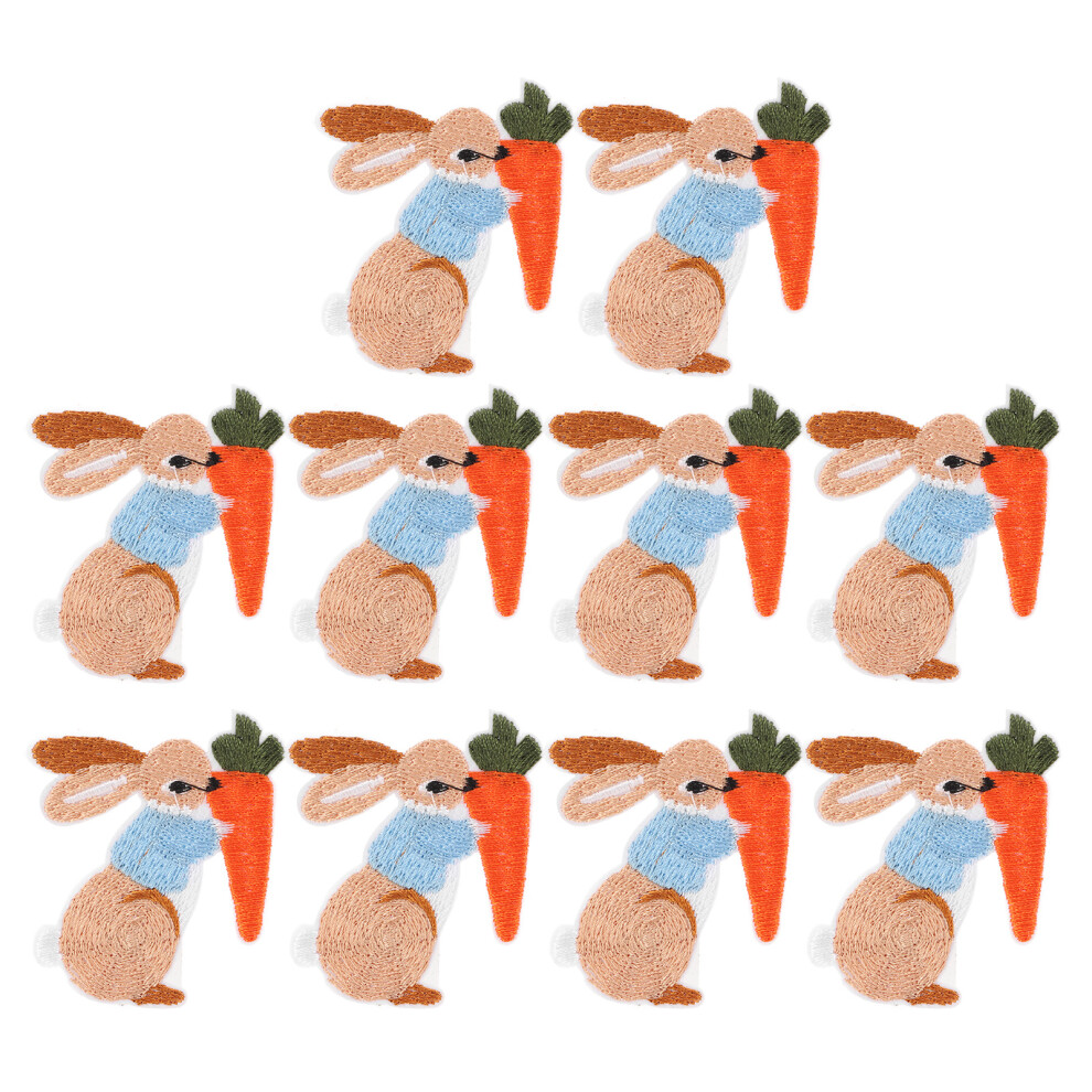 10Pcs Iron Patches Bunny Pattern Easter Theme Style Diy Making Polyester Material Fabric Decorating Supplies Compatible With Clothes 3564946431306