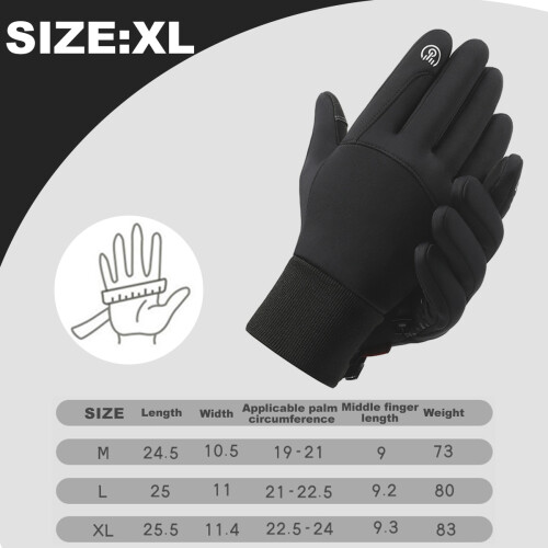 1 paio di guanti invernali imbottiti e caldi neri per uomo e donna, compatibili con touchscreen, per sci e ciclismo. 1