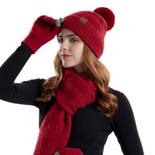 1 Set Hat Scarf Gloves Three Piece Knitted Woolen Hat Women Warm Hat