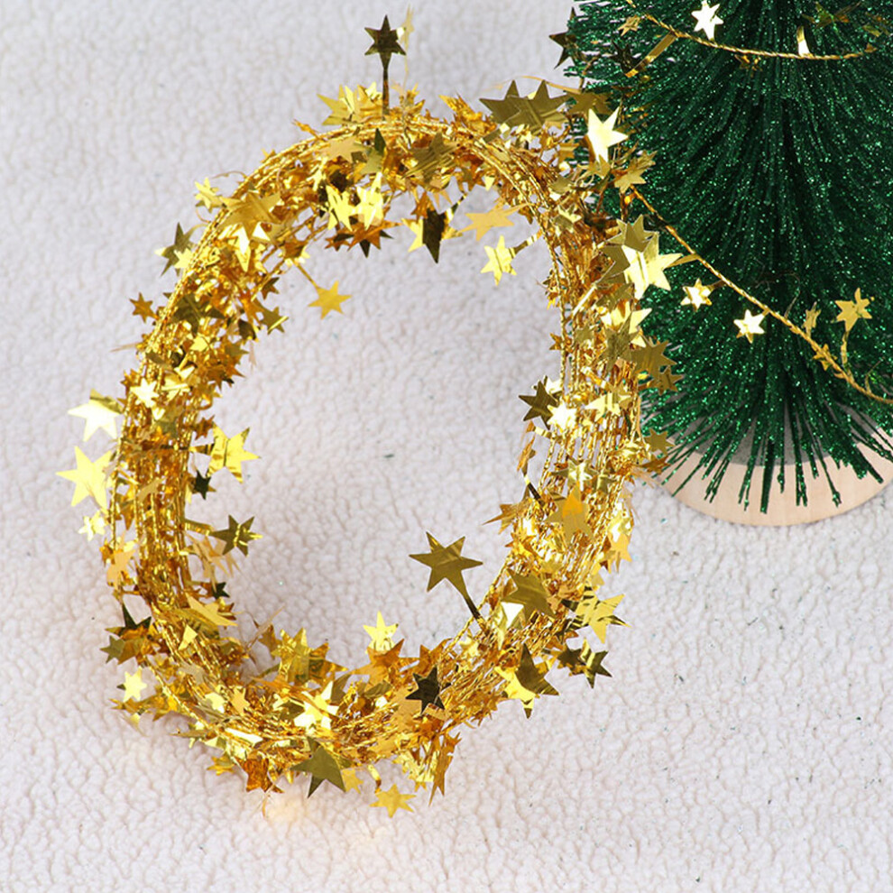 2 Rolls Of Sparkly Star Tinsel Garlands With Wire Compatible With Xmas Tree, Birthday, Party, Festive Ornament 3564946441671