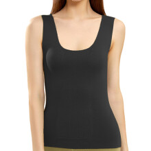 Womens Basic Camisole Thermal Underwear, Thick Lined Tank Top, Black
