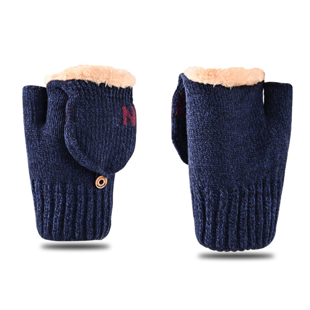 Warm Gloves Knitted Flip Convertible Fingerless Warm Polar Fleece Gloves 3564946432587