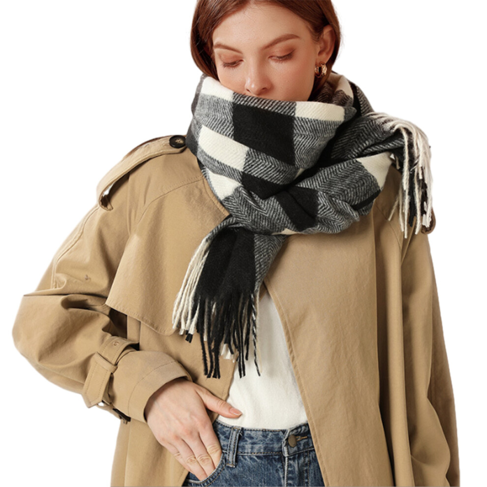 Scarf Compatible With Men Women Plaid Winter Scarf Scarves Classic Winter Plaid Scarf Tassel Edge Soft Warm Scarf Shawl 3564946442944