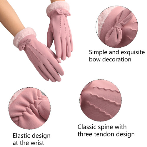Womens Winter Warm Touchscreen Gloves Thermal Soft Lining Elastic Cuff Texting Glove 2