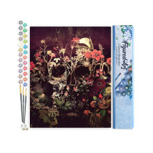 Flower Skull Paint by Numbers for Adults 16x20 DIY Painting Kit with Rolled Canvas and Brushes