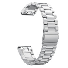 Watch Band 26mm Stainless Steel Strap with Quick Release Durable Silver Finish for Garmin Fenix 6X