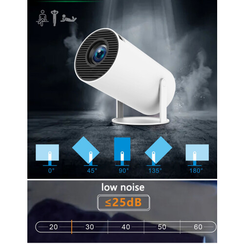 4K Full Hd 1080P Mini Projector, Auto Keystone Correction Ensures StraightCompatible withward Setup, 180 Rotatable Compatible with Multi-A 1