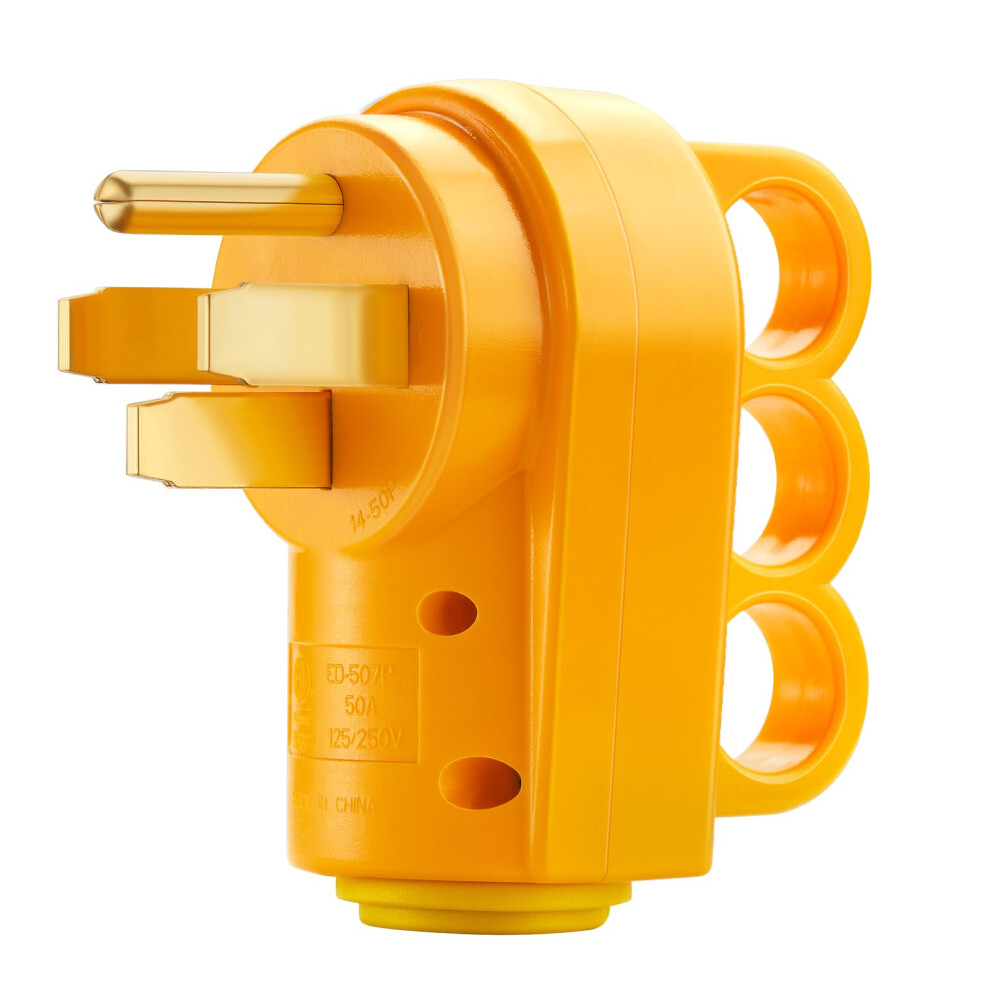 50 Amp Rv Plug Nema 1450P, Heavy Duty 125/250V Replacement Plug With Ergonomic Grip Handle For Camper 9330225487913
