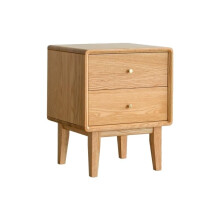 Solid Oak Bedside Table with Drawer, Rounded Edge Design, No Assembly Needed for Small Bedroom