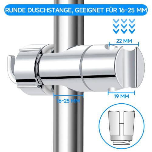Supporto universale, supporto doccia regolabile da 16-25 mm, supporto doccia 1