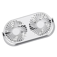 USB Rechargeable Dual Head Desk Fan with 360 Rotation and Built‑in Night Light for Home Office