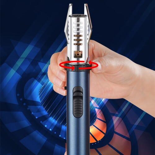 Refillable Butane Torch Lighter 1300C Jet Flame Windproof Design with Adjustable Control for Kitchen Camping Silver 1
