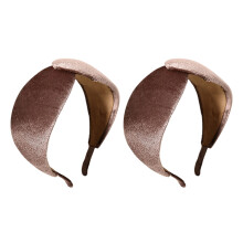 2Pcs Soft Velvety Headbands Solid Color Wide Band Elegant-15