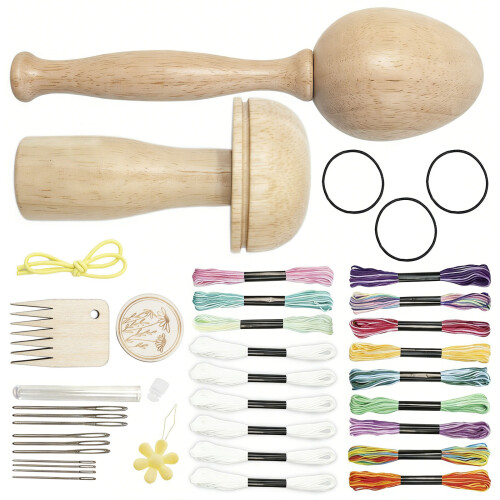 Sewing Repair Set Includes Eggs Shape Wooden Knitting Tool