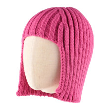 Stijlvol gebreide muts met hoofddoek en warme-Roze Rood